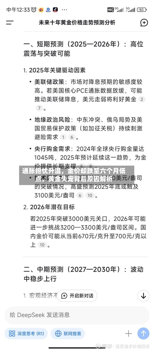 通胀担忧升温	，金价却跌至六个月低点，黄金失宠背后原因解析-第2张图片