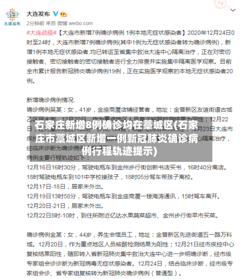 石家庄新增8例确诊均在藁城区(石家庄市藁城区新增一例新冠肺炎确诊病例行程轨迹提示)