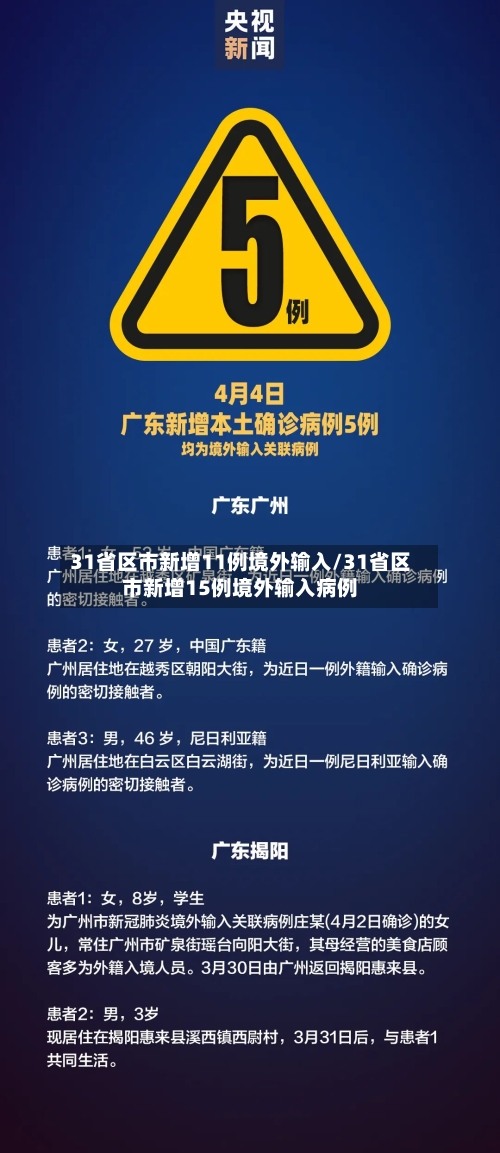 31省区市新增11例境外输入/31省区市新增15例境外输入病例