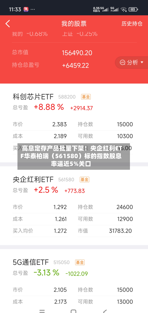 高息定存产品批量下架！央企红利ETF华泰柏瑞（561580）标的指数股息率逼近5%关口