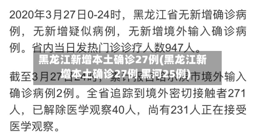 黑龙江新增本土确诊27例(黑龙江新增本土确诊27例 黑河25例)